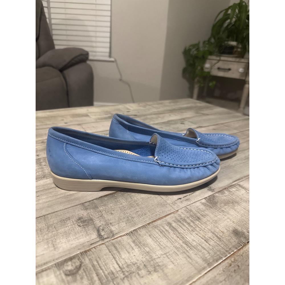SAS Tripad Comfort Blue Nubuck Leather Loafers Flats Womens 9 N Made in USA
